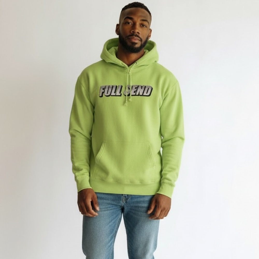 Nelk Boys Full Send Men’s Logo Hoodie Safety Yellow Pullover Size‎ Medium